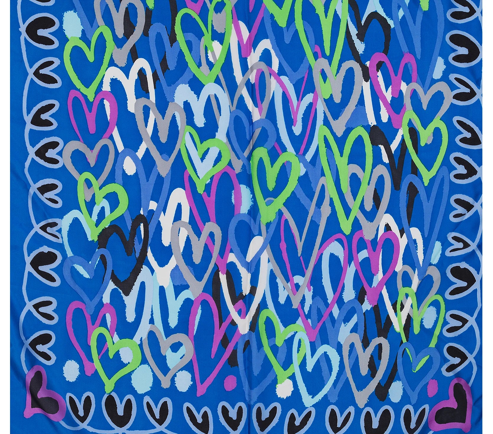 Pipa Heart Silk Scarf In Blue Multi