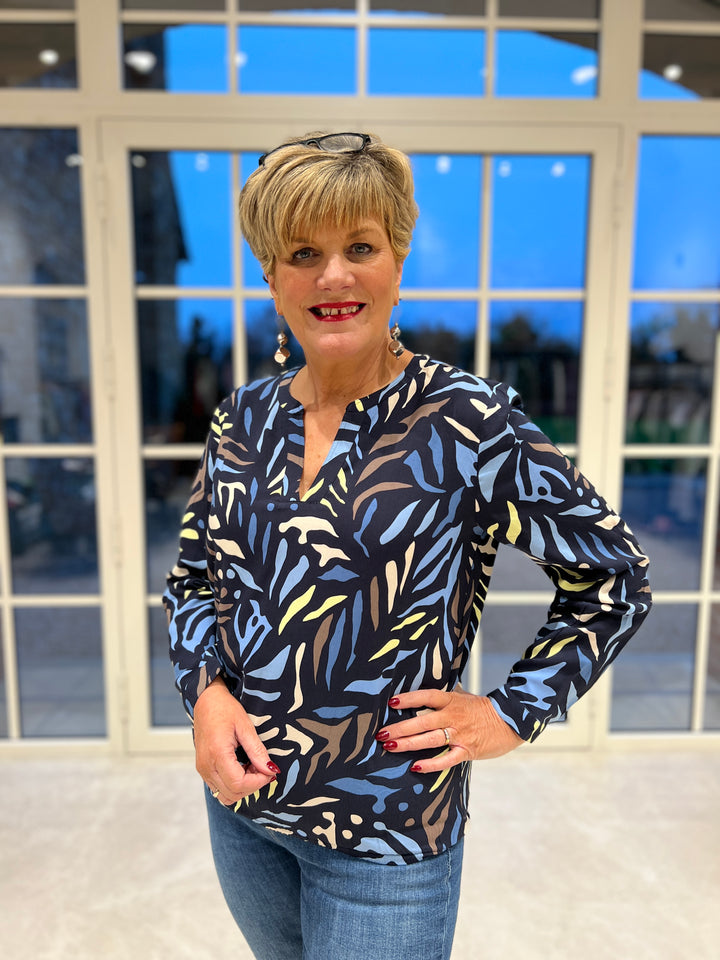 Cecil Multi Blouse In Universal Blue