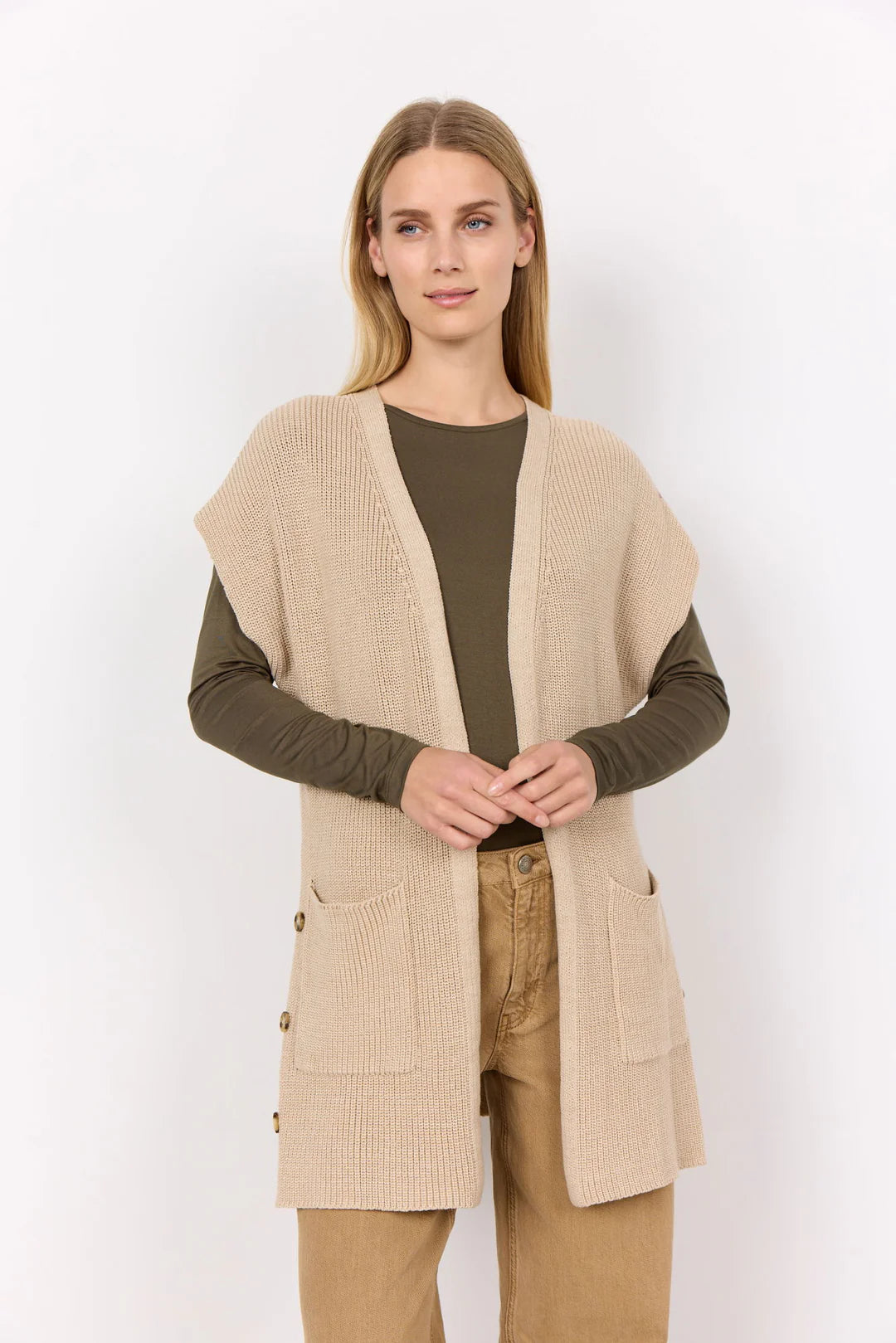 Soya Concept Julia Cardigan In Sand