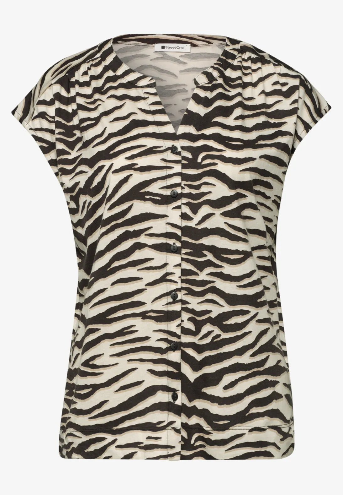 Street One print split neck top In Espresso Brown (Copy)