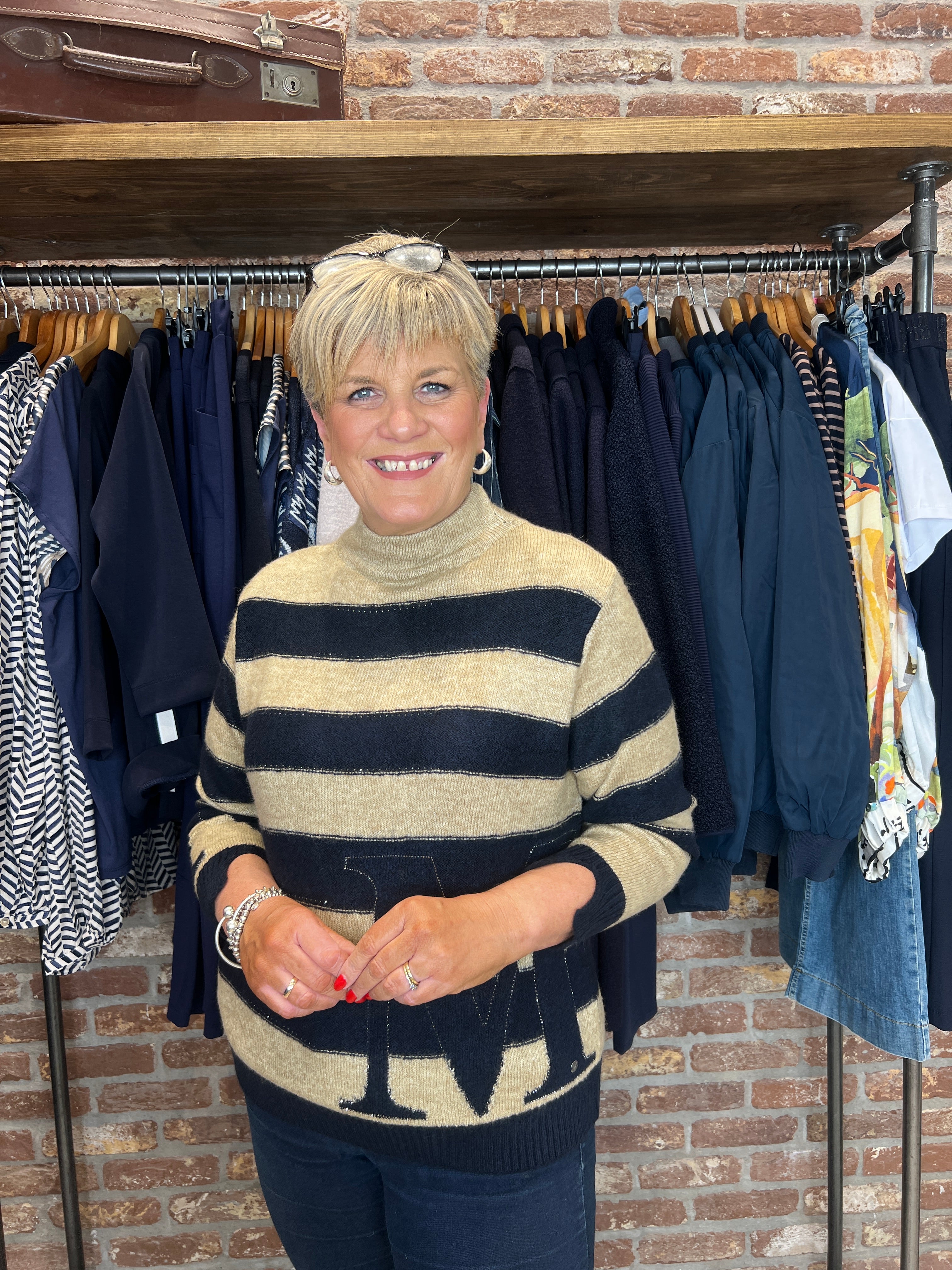 Monari Striped Pullover In Night Sky