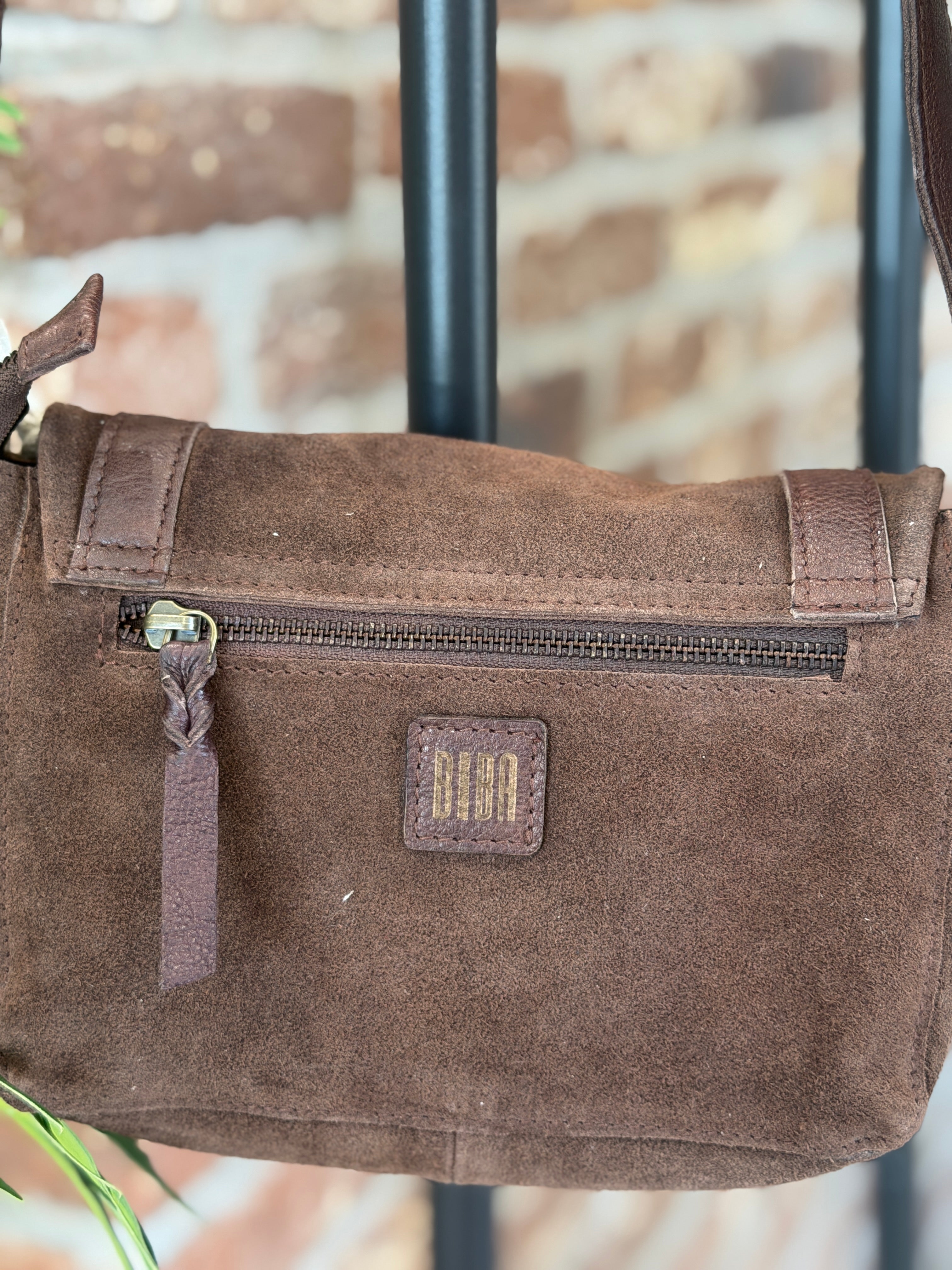 BIBA leather Ruggles Crossbody bag in Dark Brown