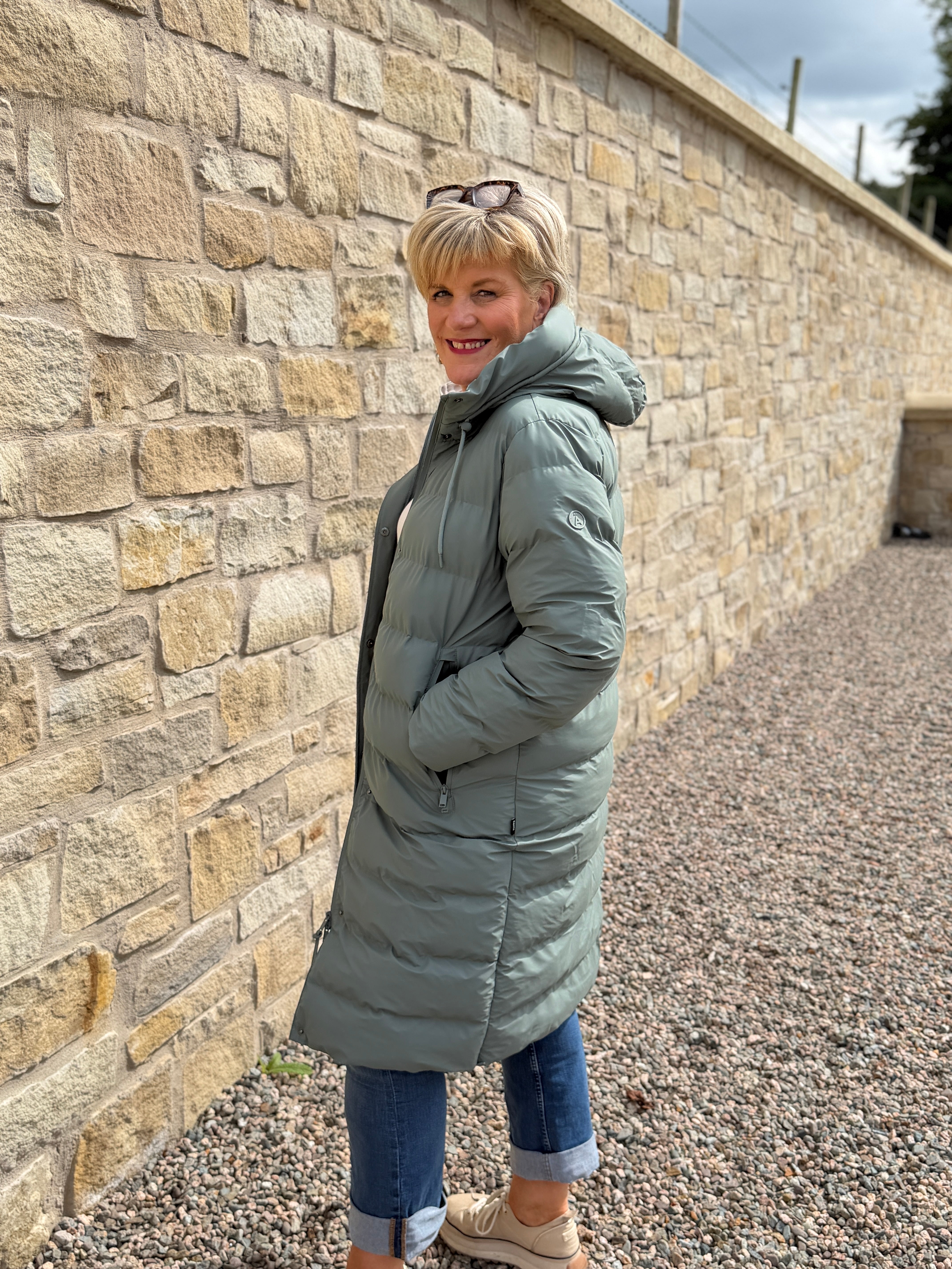 Glaze Puffa raincoat in Balasm Green