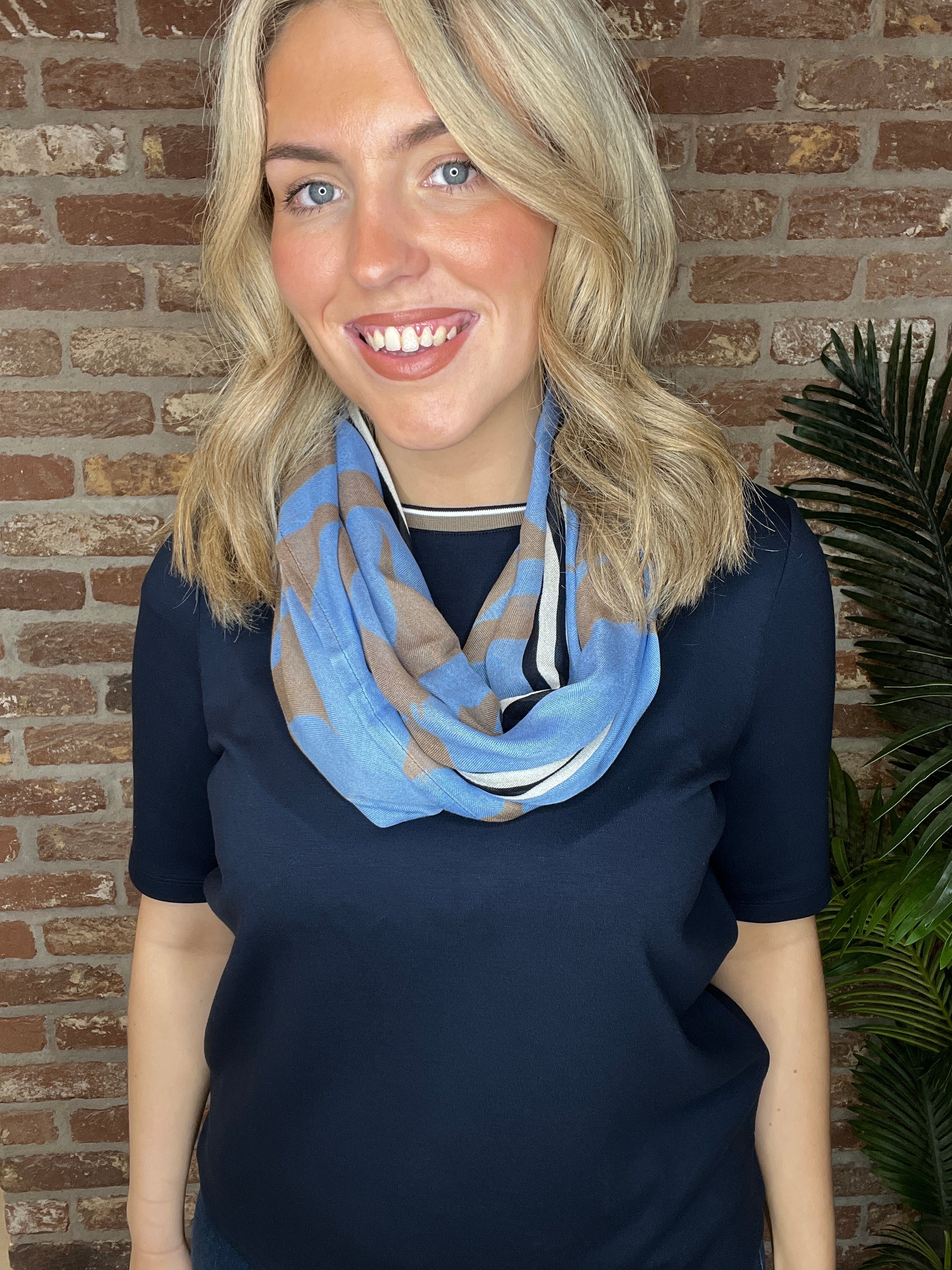 Street One T-shirt With Stripe In Shadowed Navy