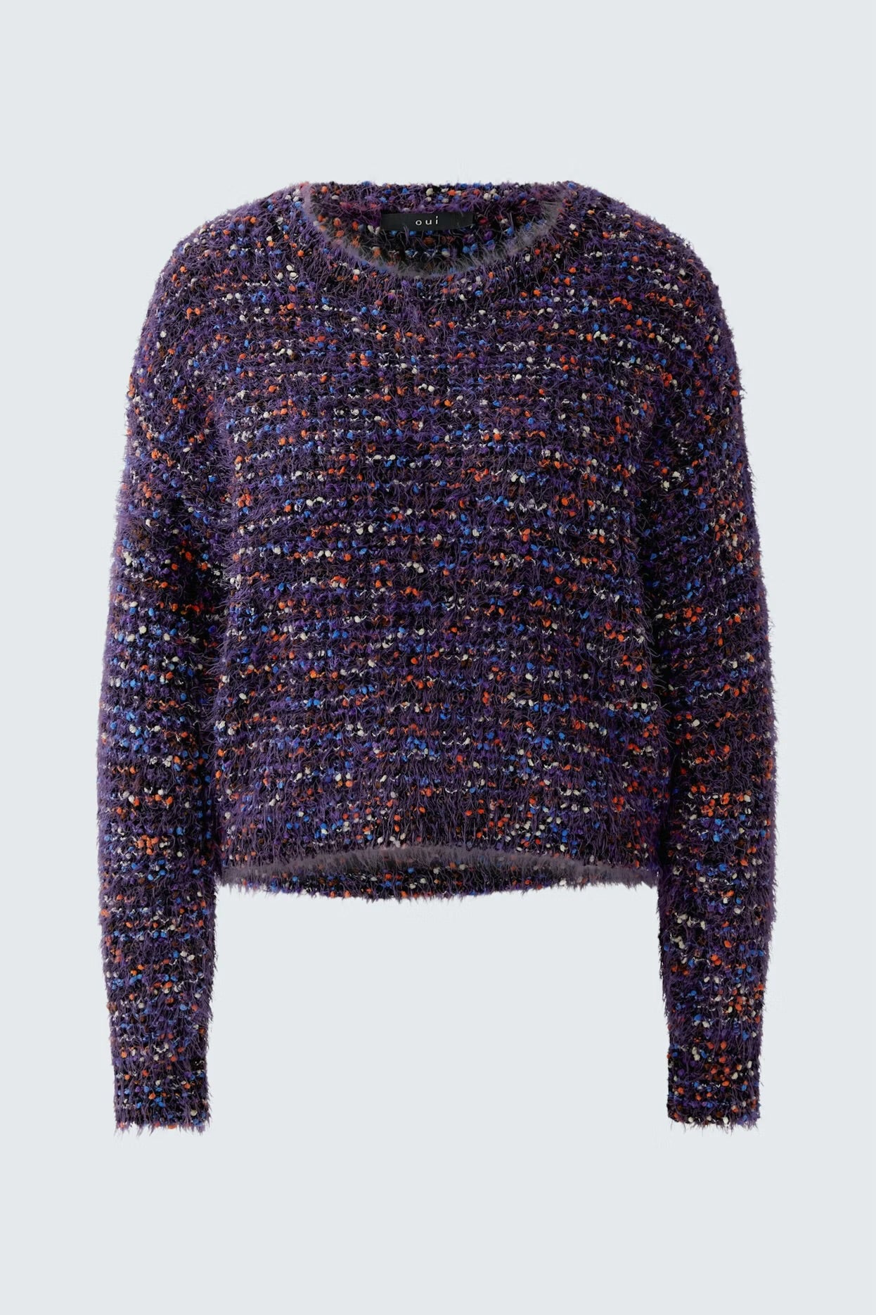 Oui Pullover Jumper In Black Violet