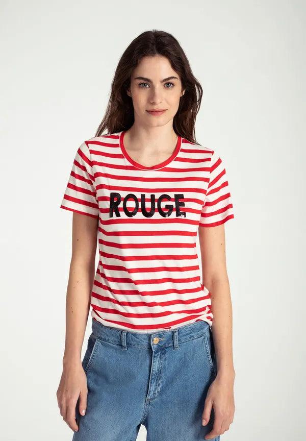 More & More T-shirt With Stripes In Red