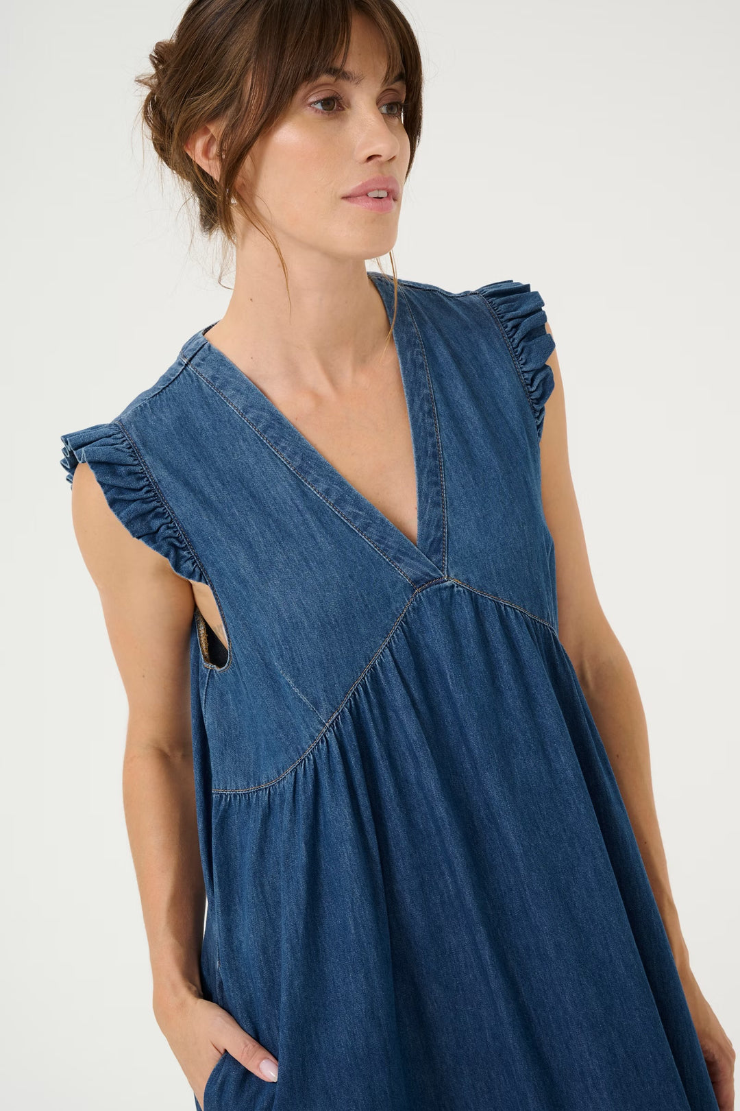 Culture Cuberteline Denim Dress In Dark Blue Wash