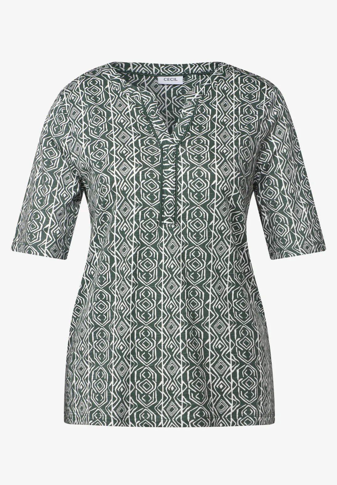 Cecil Minimal Split Neck Top In Balmy Khaki