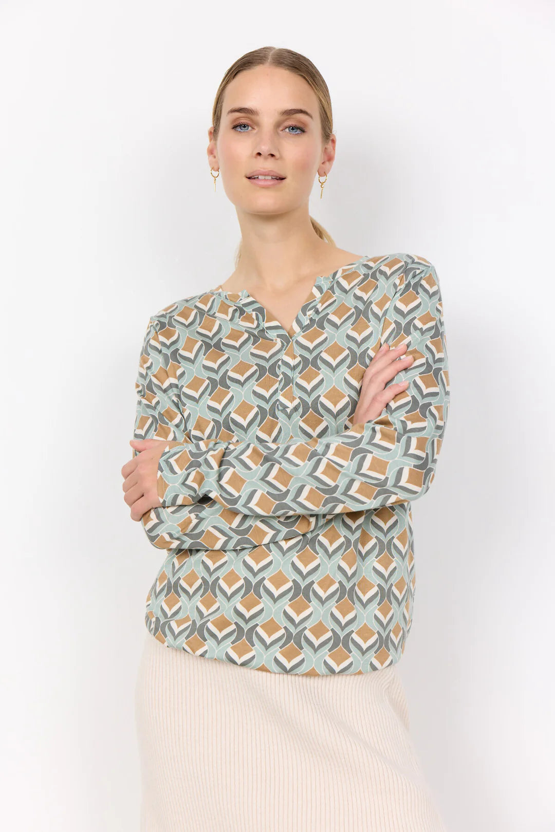 Soya Concept Felicity Geometric Top In light green