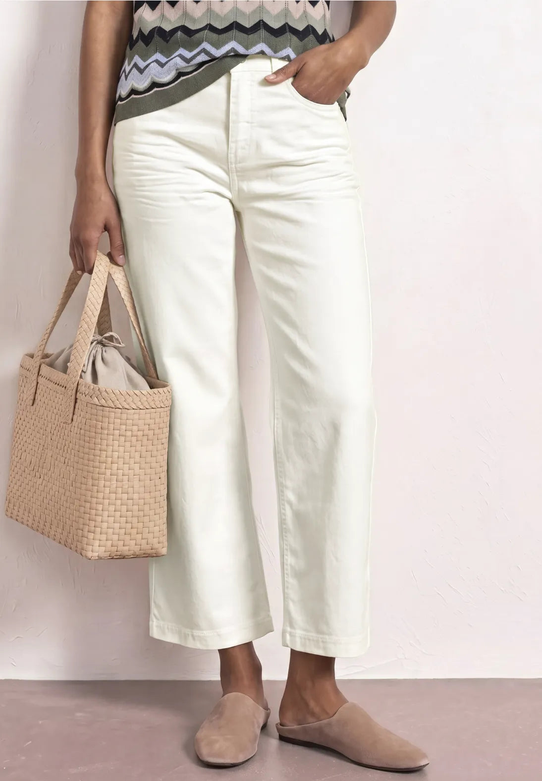 Street One Wide Leg Jeans In Off White