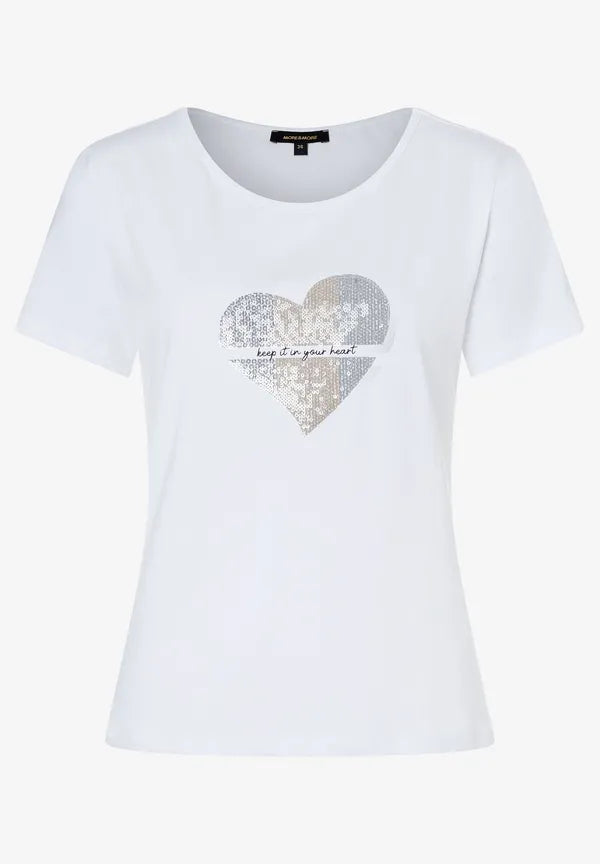 More & More T-shirt With Heart In White