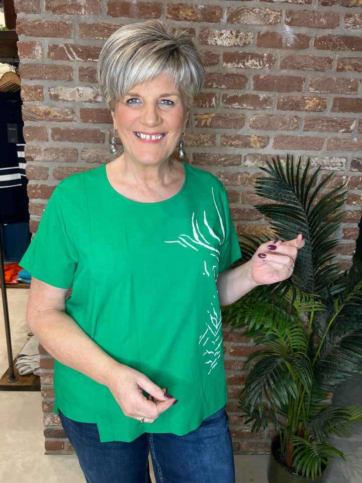 Peruzzi Rubber Print Top in Green Multi