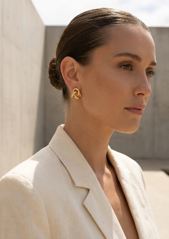 Envy Knot Stud Earrings In gold