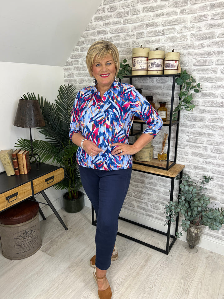 Yew Multicoloured Top With Collar In Red & Blue