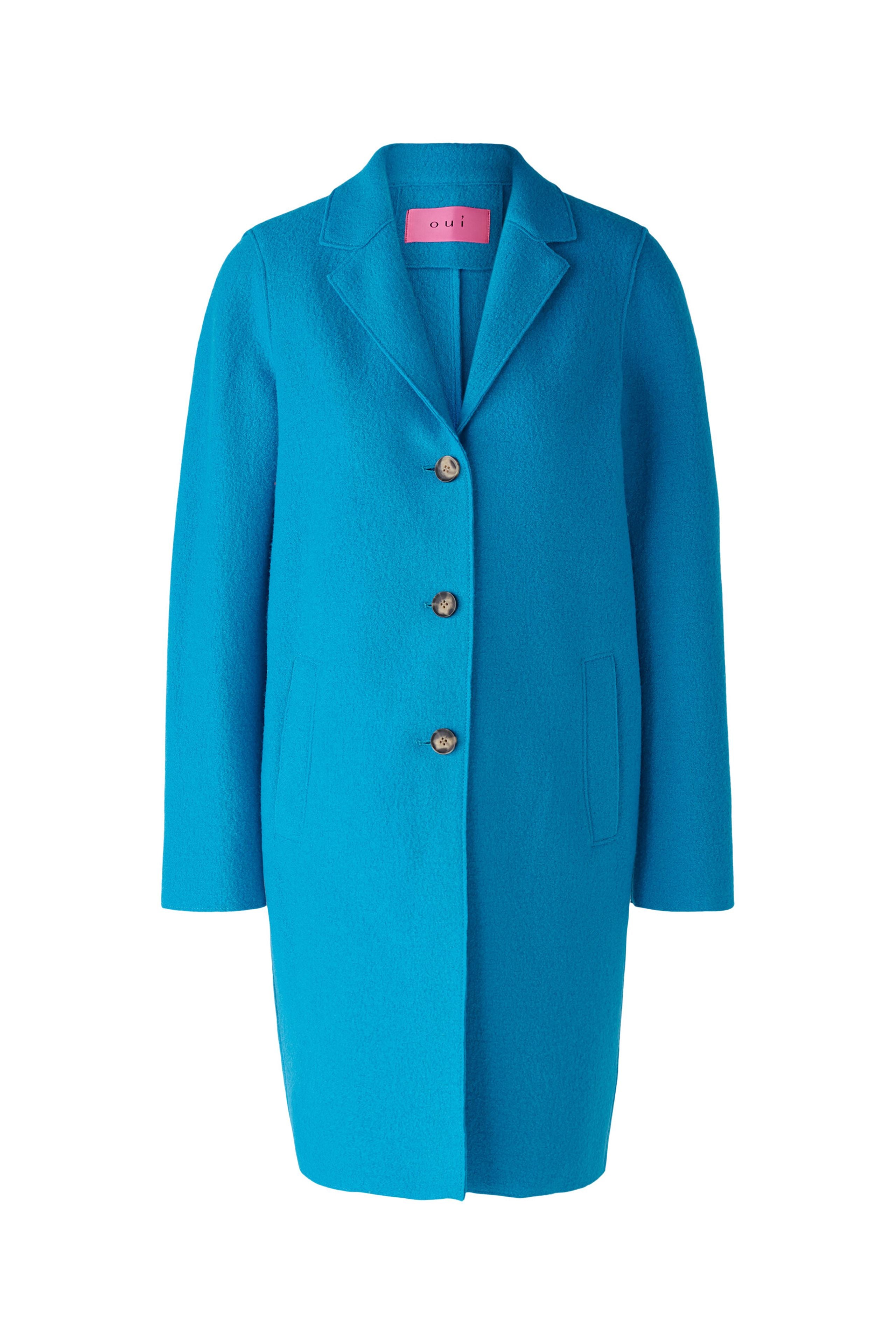 Oui Mayson Boiled Wool Coat In Ocean Bay