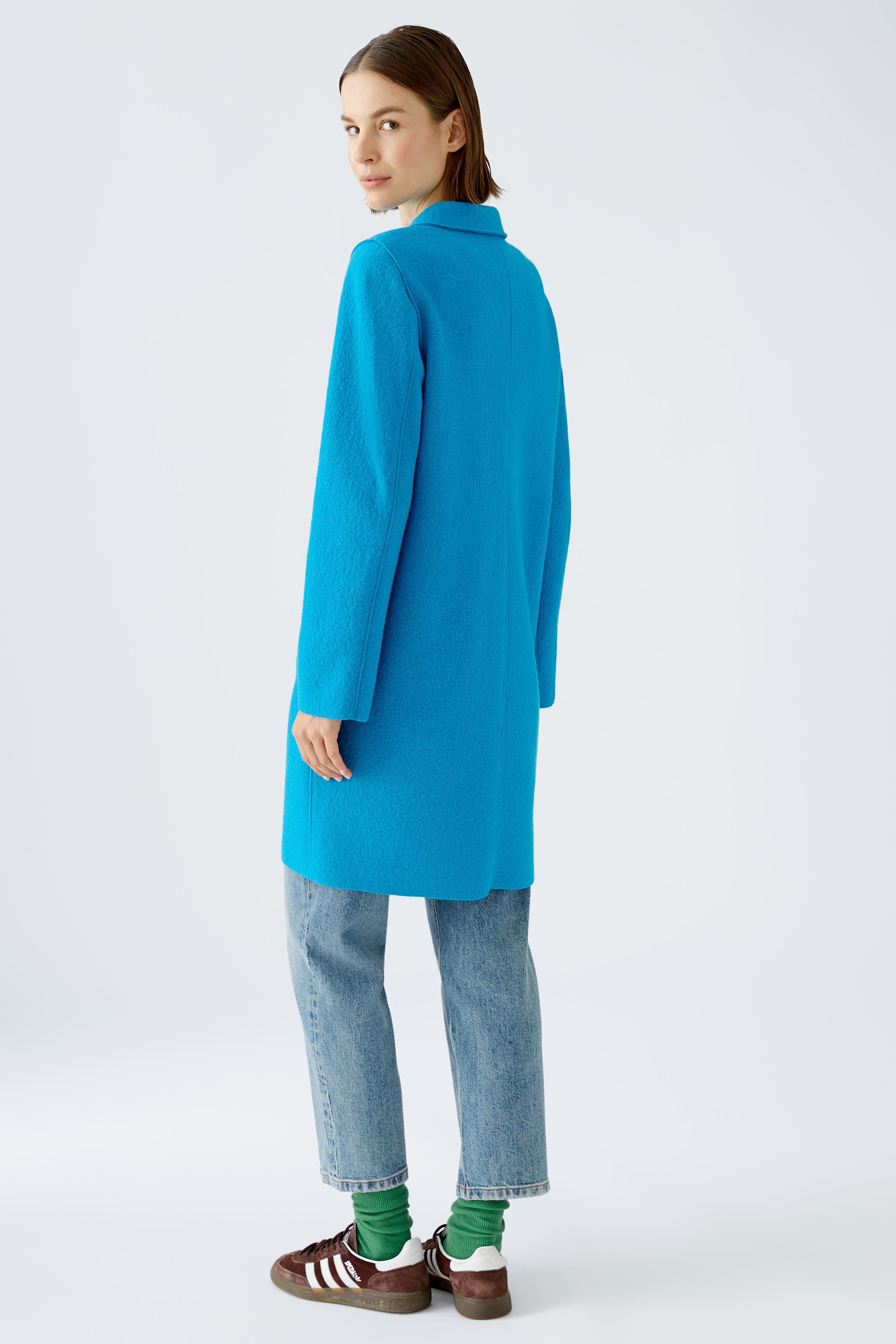 Oui Mayson Boiled Wool Coat In Ocean Bay