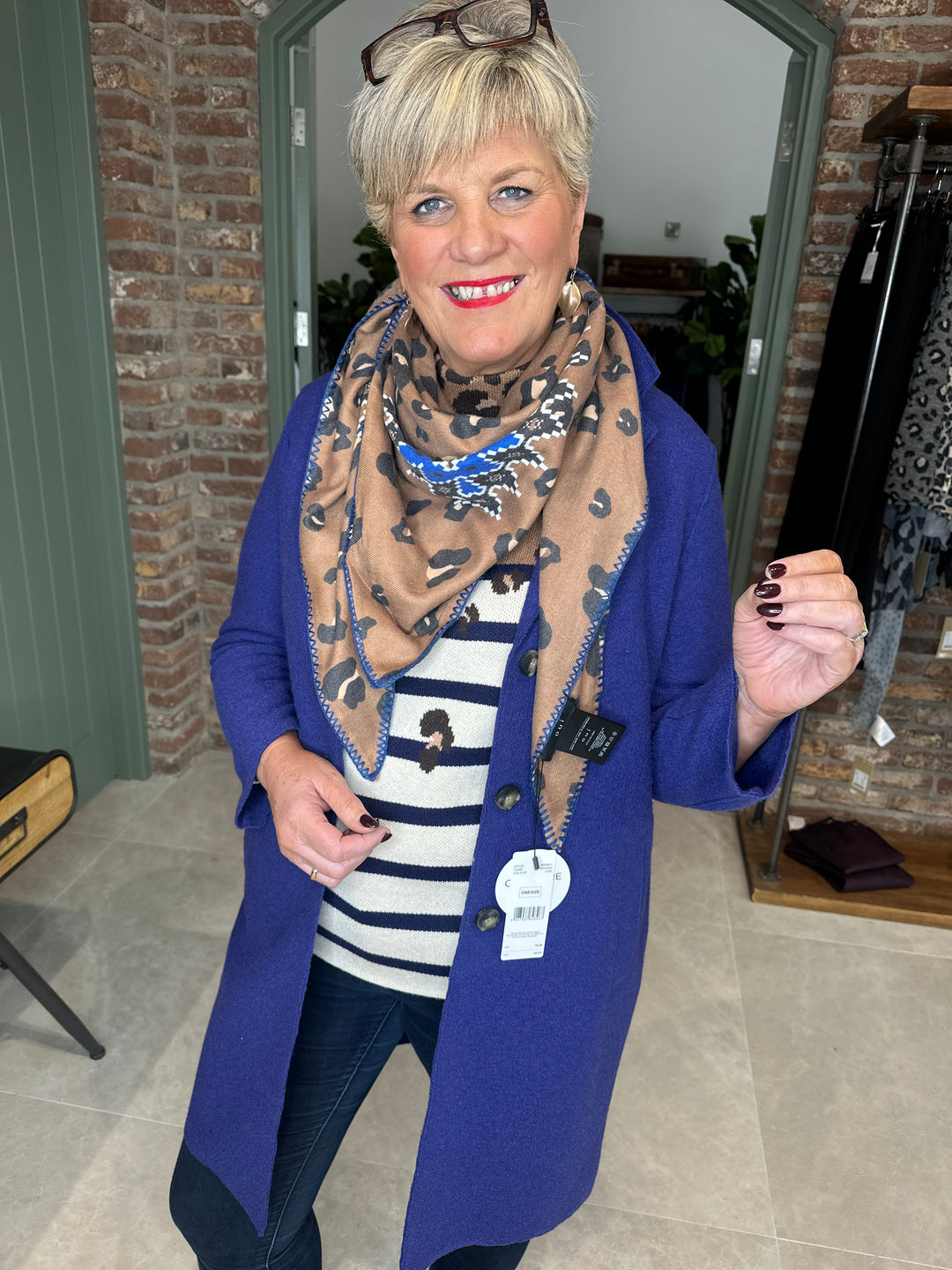 Oui Mayson Boiled Wool Coat In Blue Ribbon