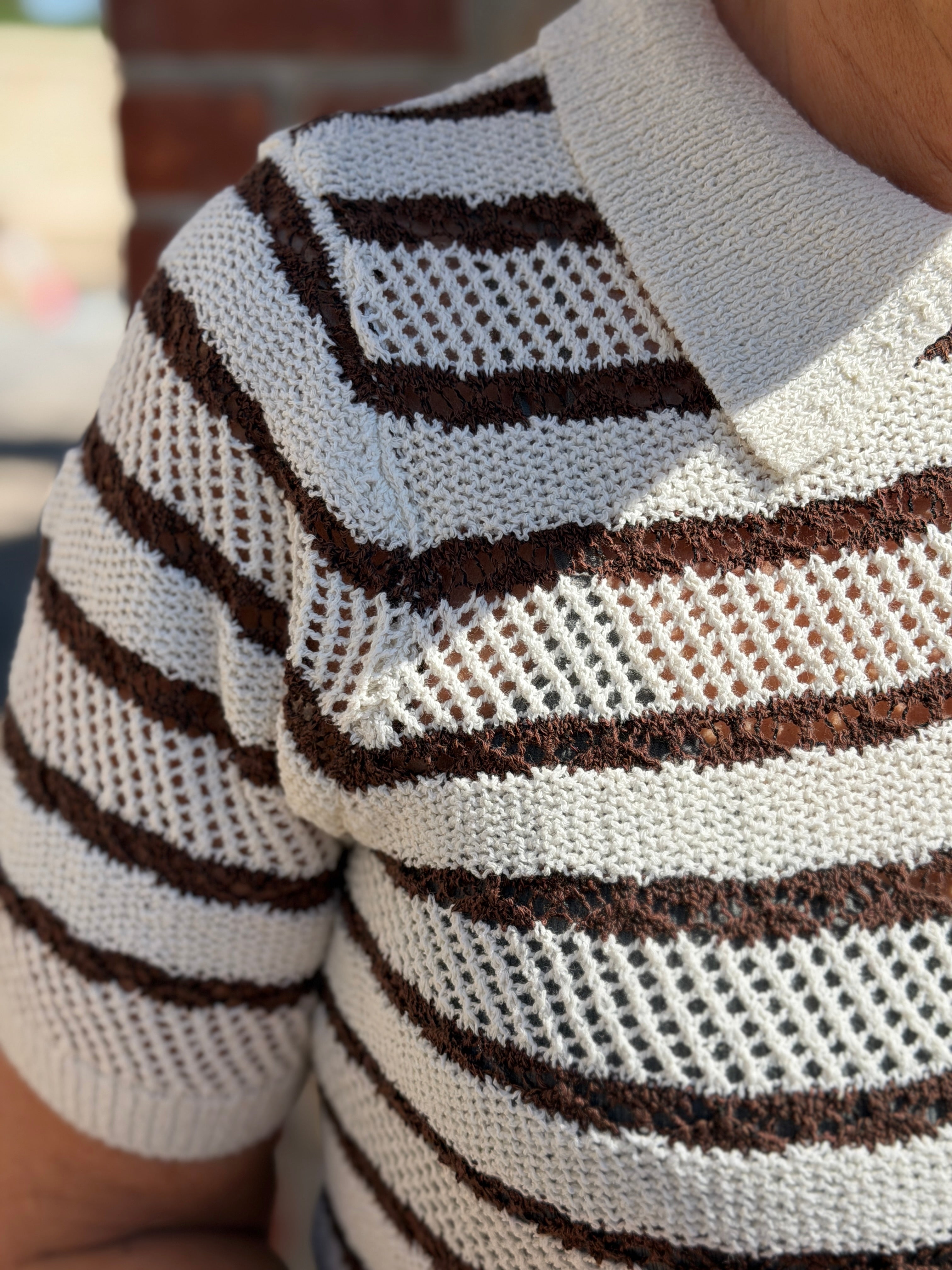 Saint Tropez striped pullover in Fondue Fudge