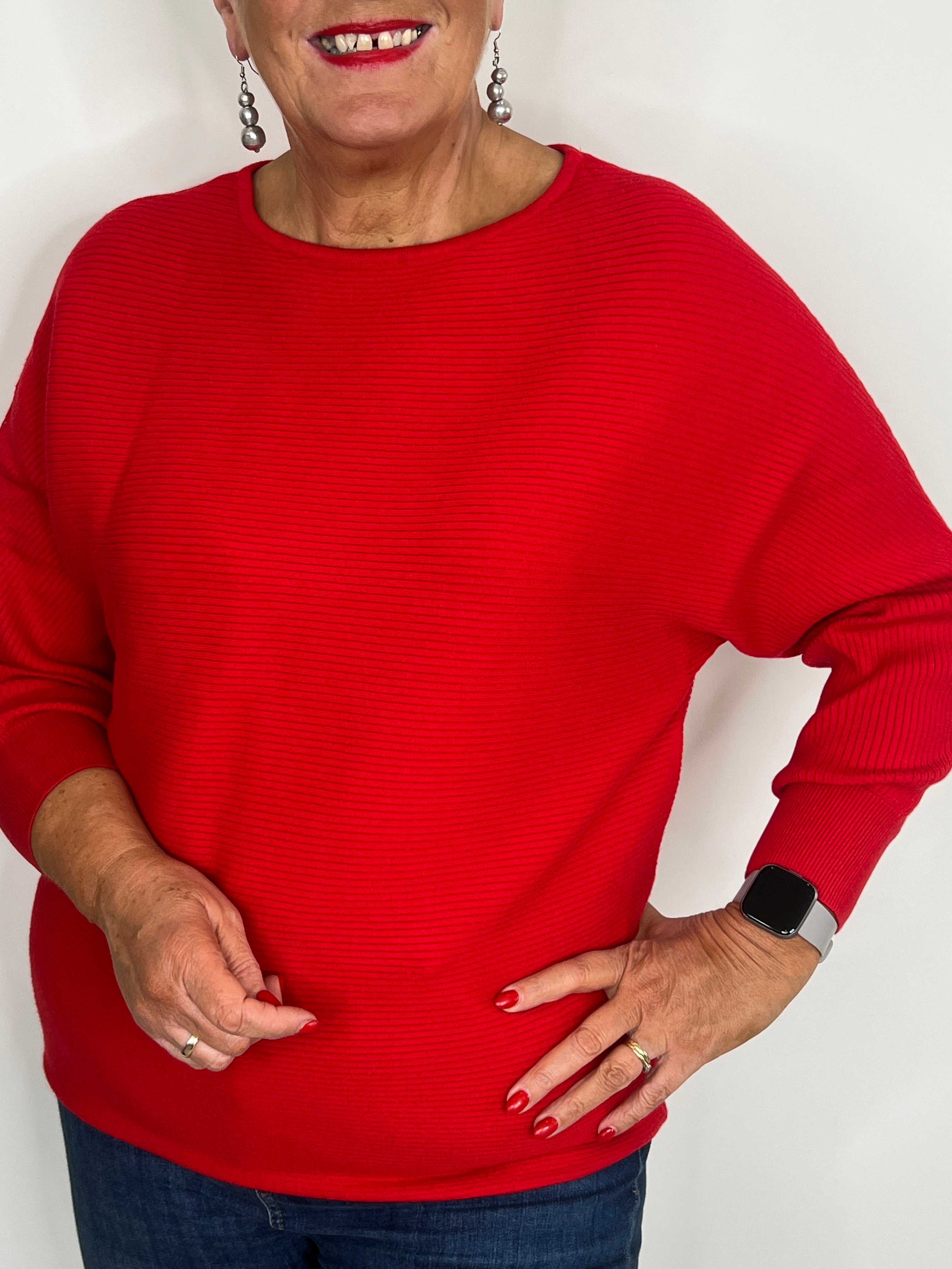 Street One Dolman Pullover In Racing Red