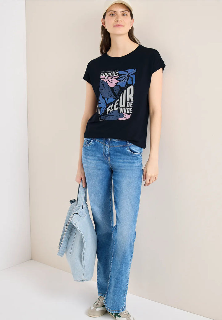 Cecil Fleur Printed t-shirt In universal Blue