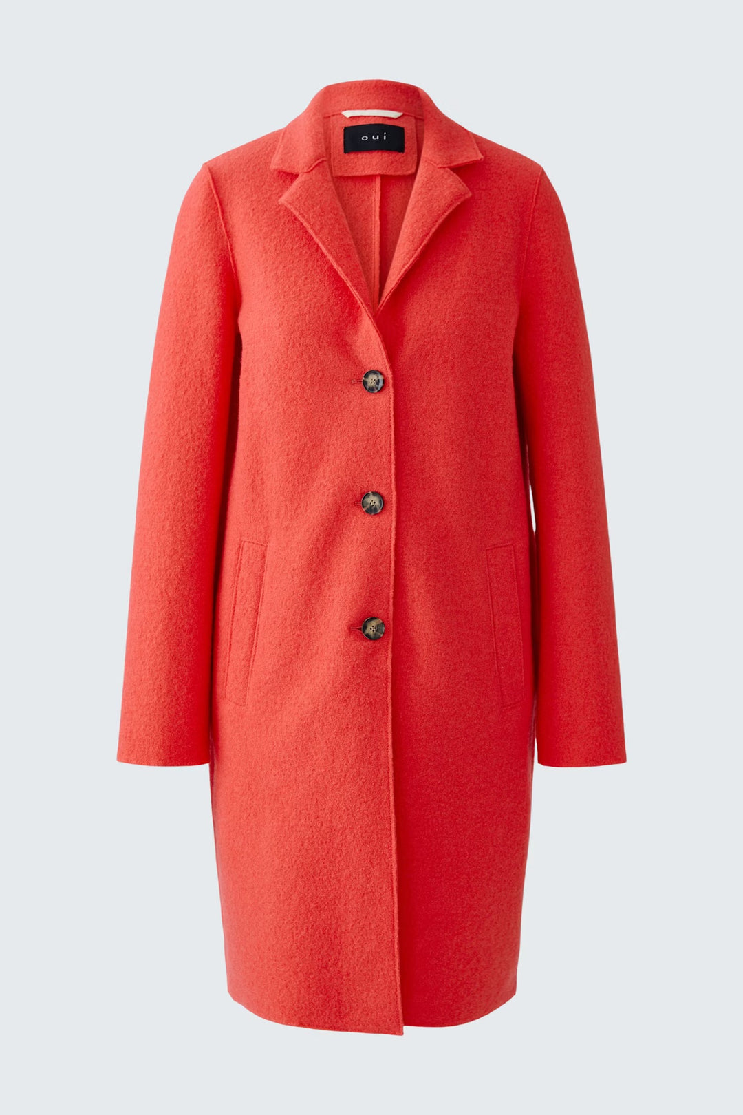 Oui Mayson Boiled Wool Coat In Neon Pink