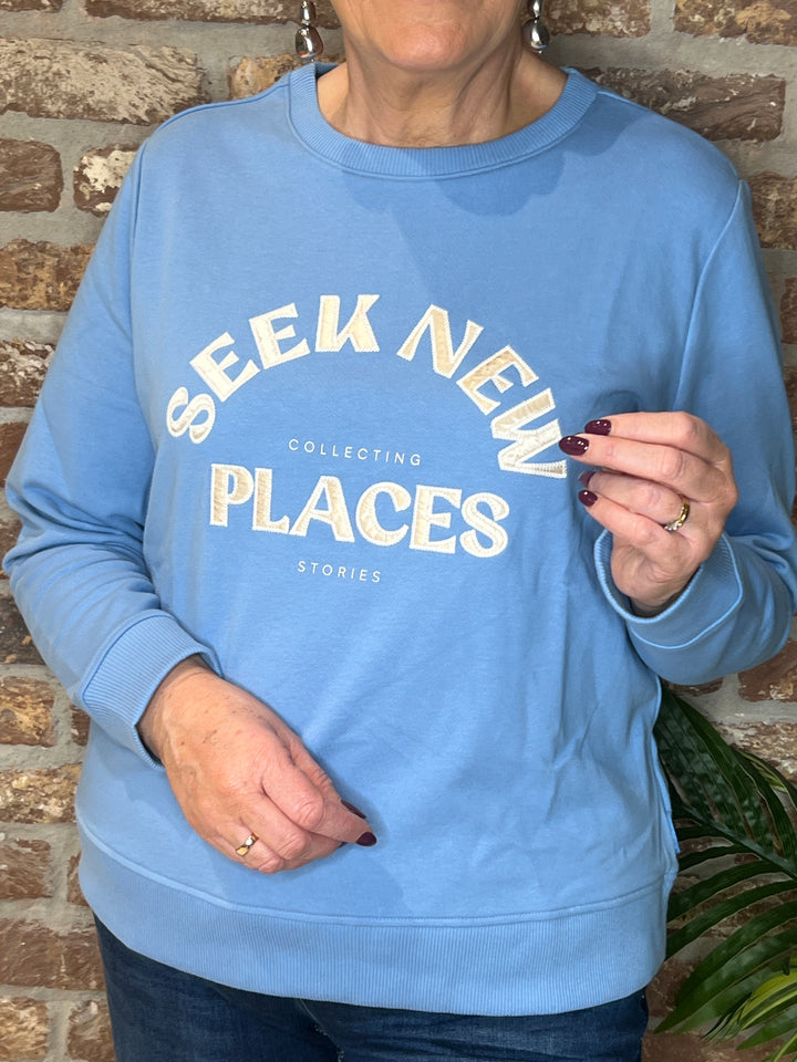 Cecil Embroidery Sweatshirt In Cloud Blue