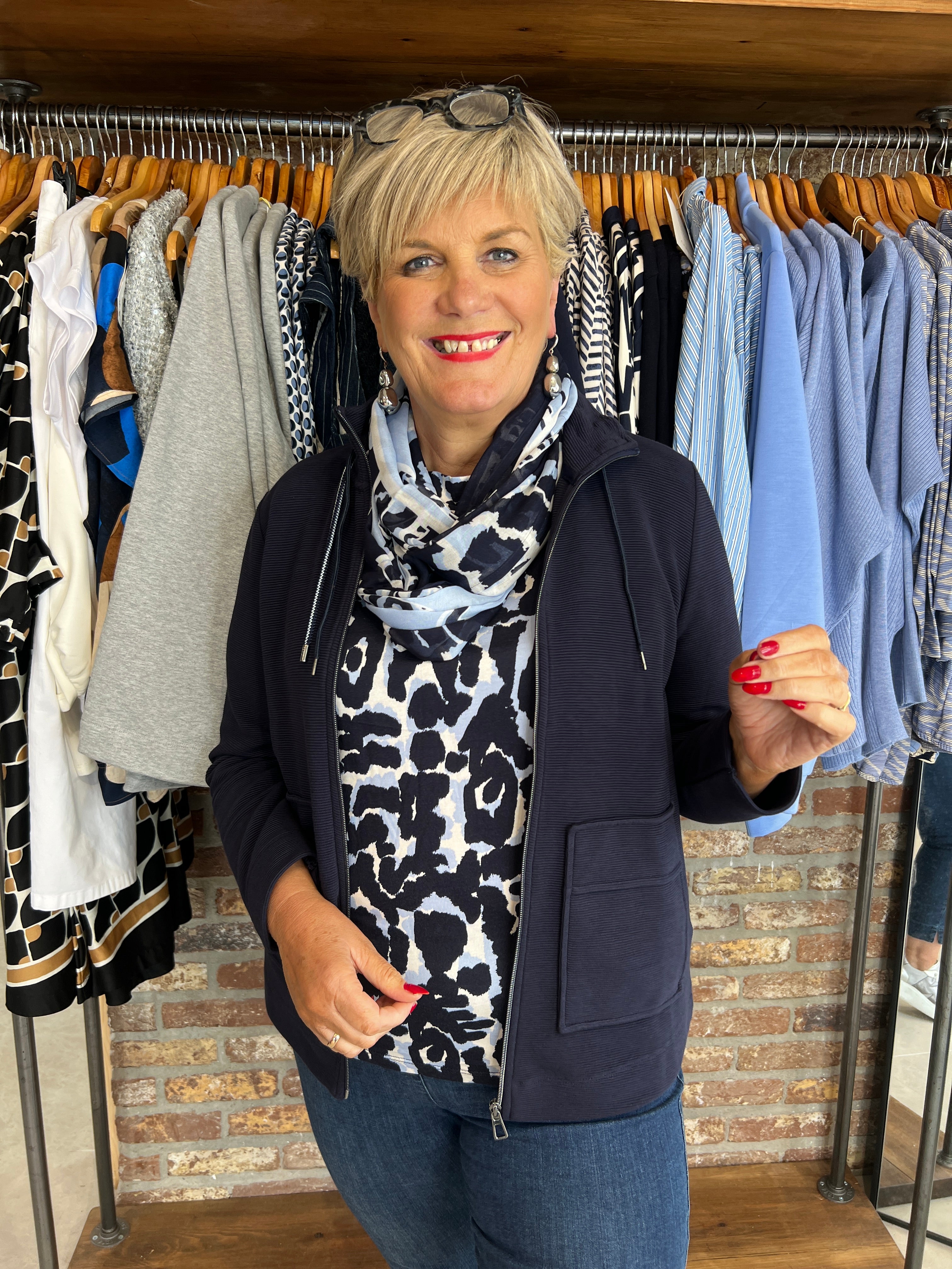 Cecil Boatneck Top In Urban Dark Blue