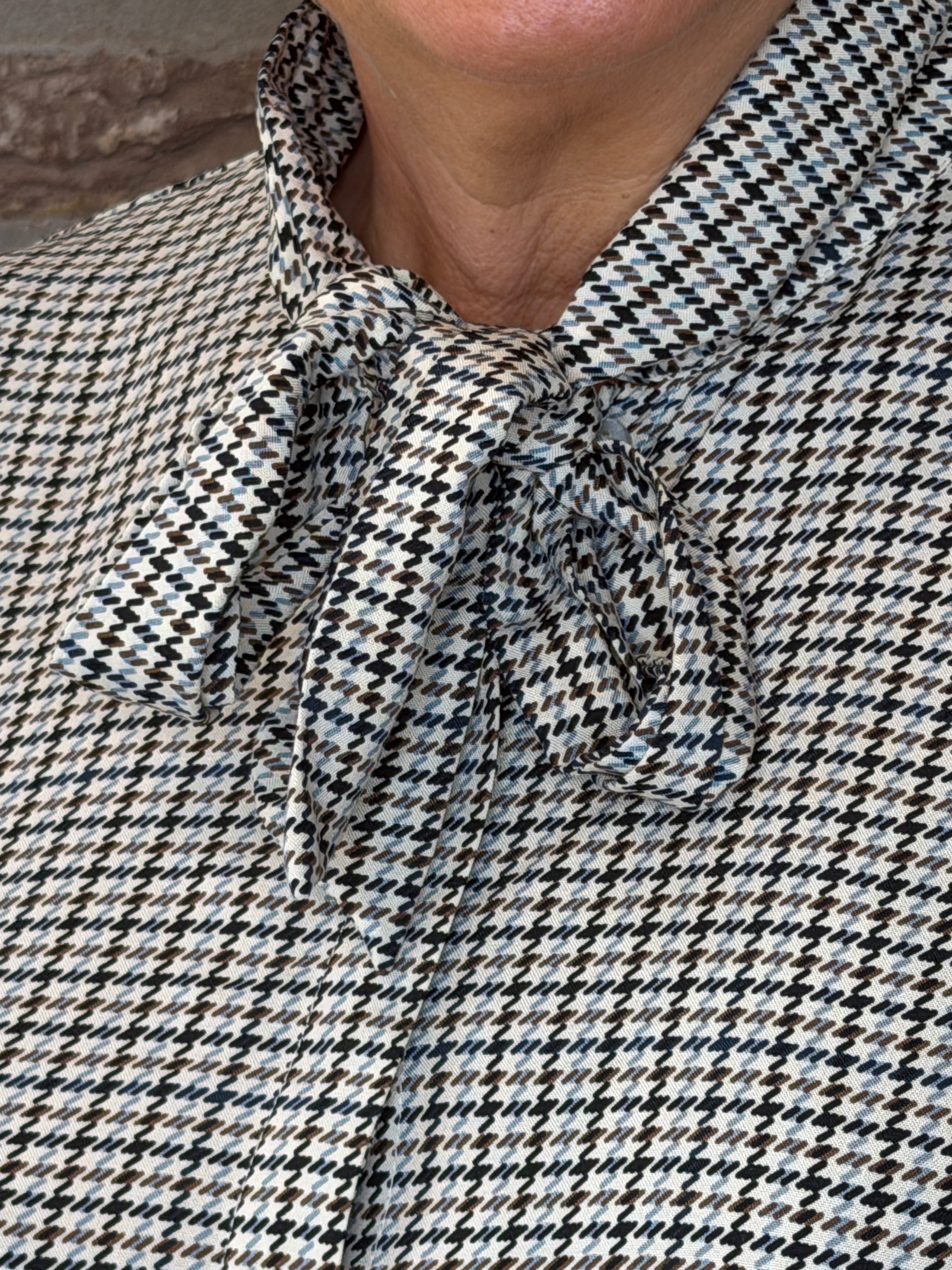 Halia Bow Shirt In Dusty Blue