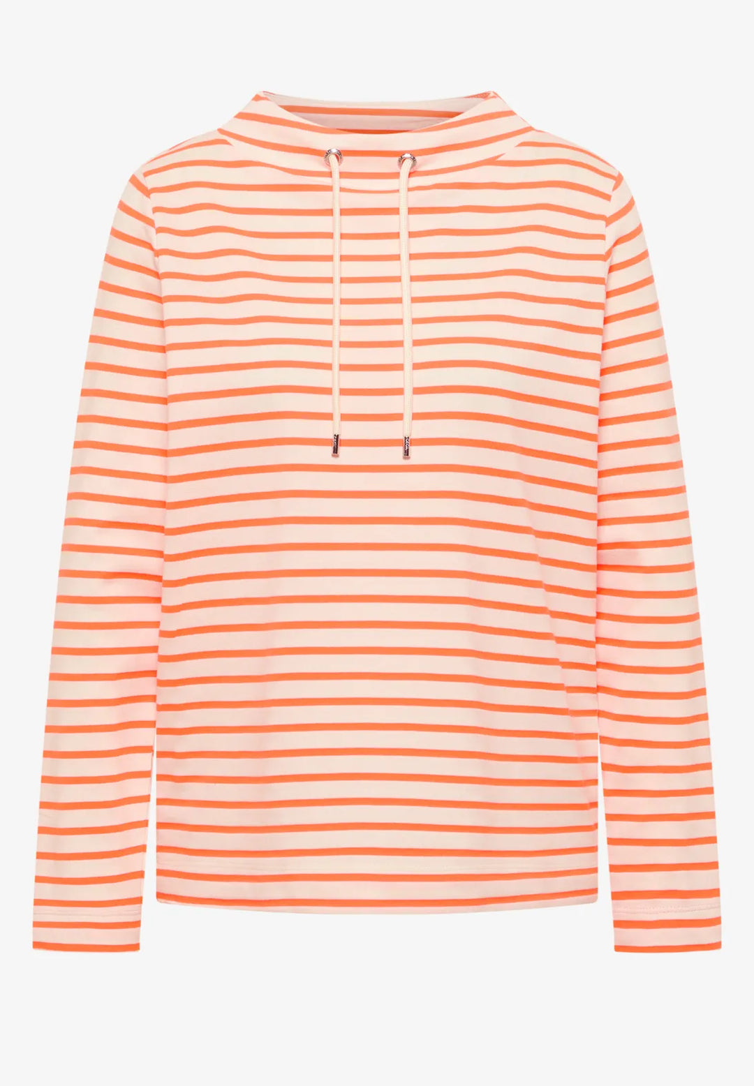 Cecil Striped Funnel Neck Sweatshirt In pearl Beige