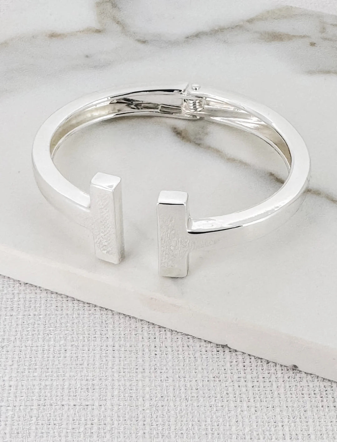Envy Hinged Double Bar Bangle in Silver