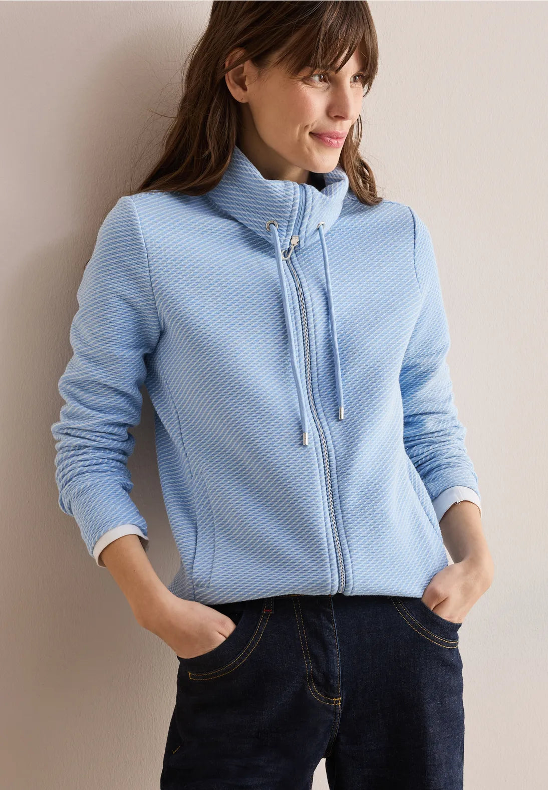 Cecil Two Tone Jacket In Fresh Light Blue