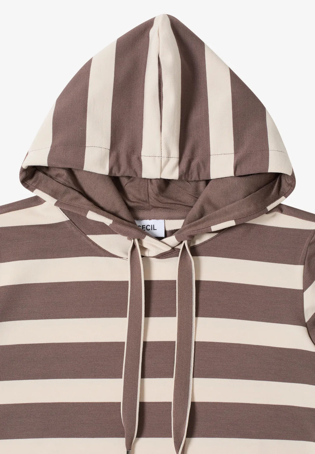 Cecil Striped Hoodie In Urban Taupe