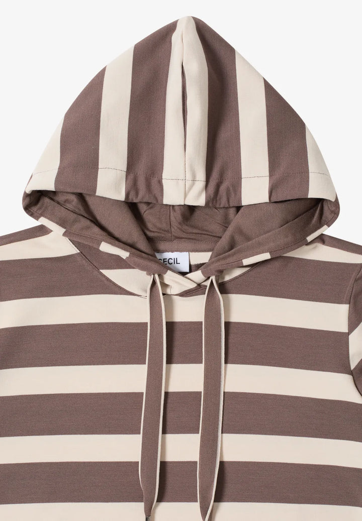 Cecil Striped Hoodie In Urban Taupe