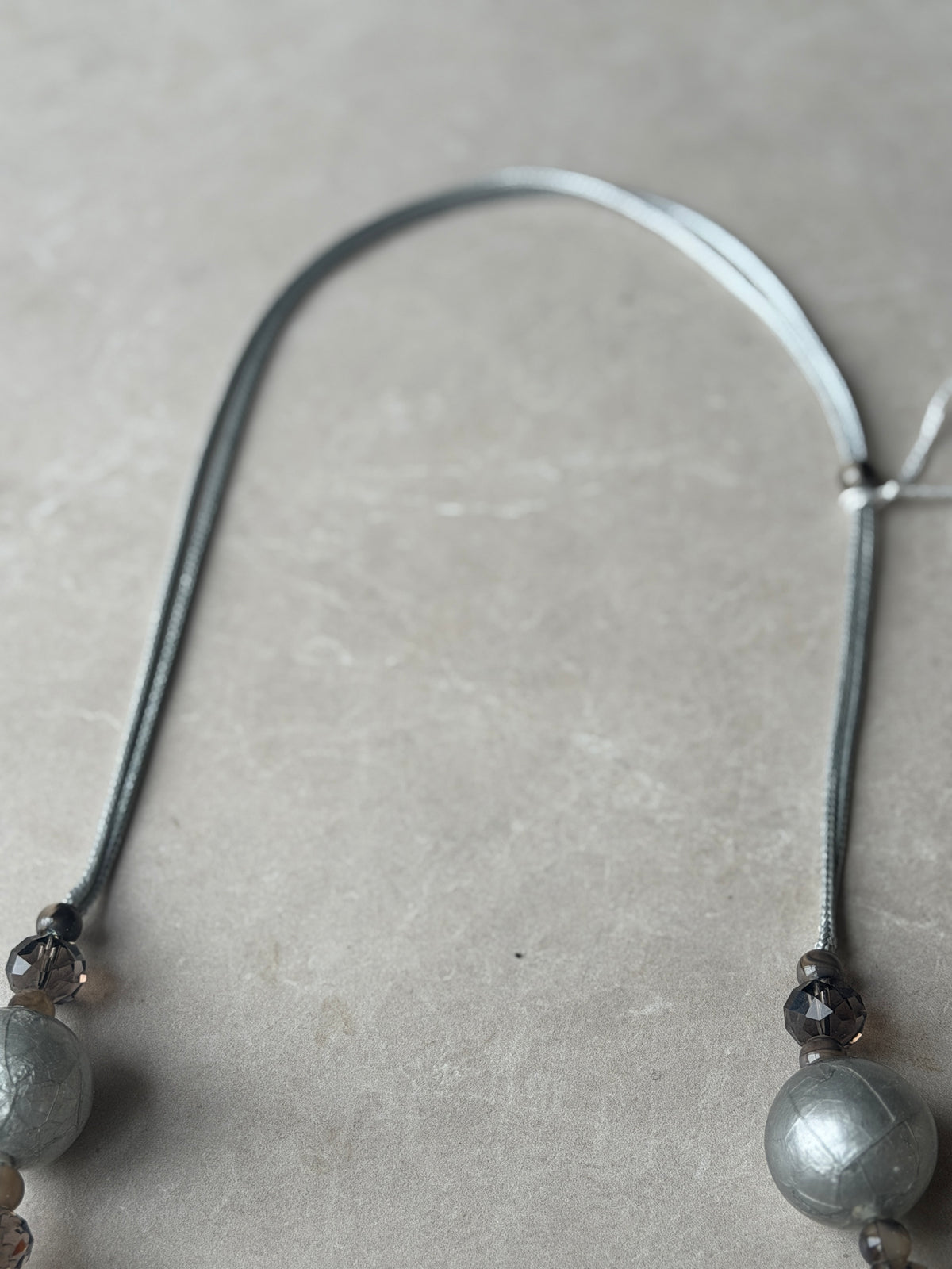 Chunky ball & bead necklace in gold & grey