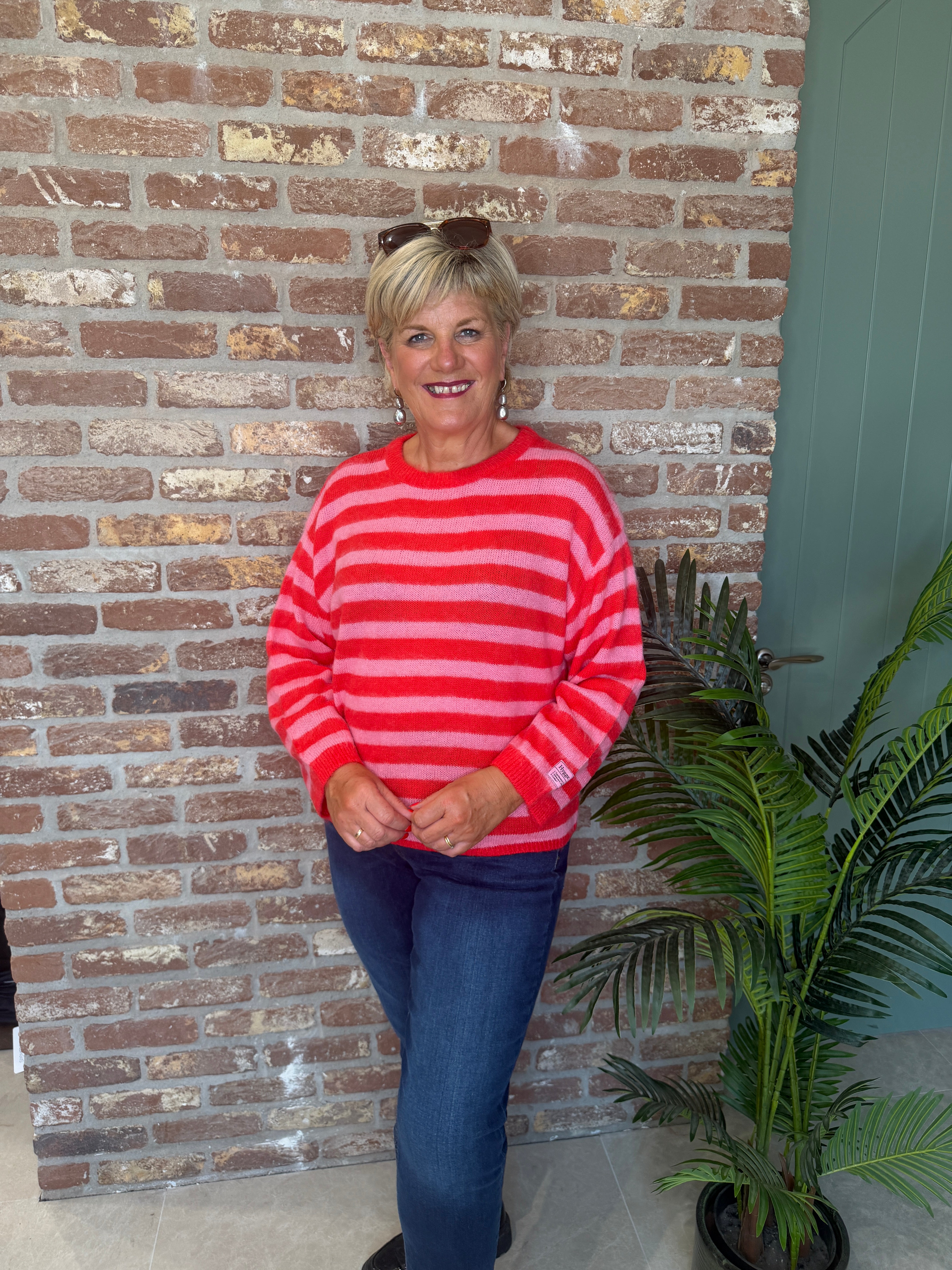 Ichi Ihblush striped Pullover In Pink Multi