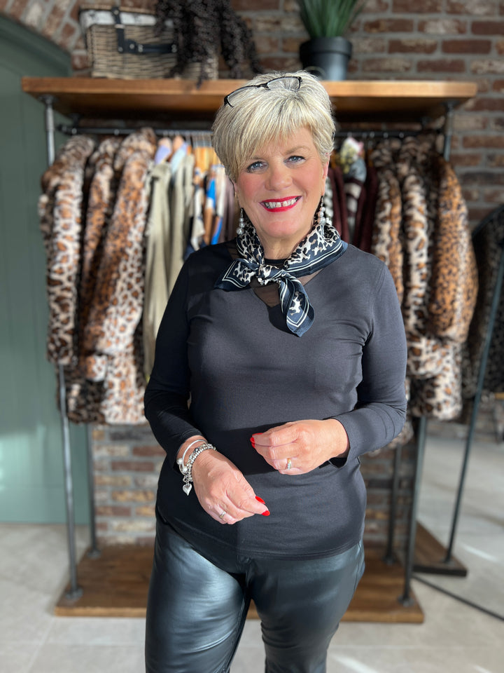 Street One Top With Mesh In Black