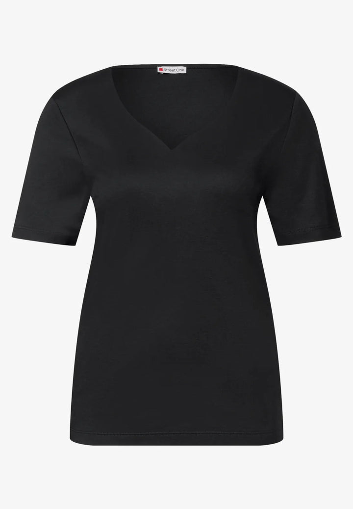 Street One Heart Neckline Top In Black