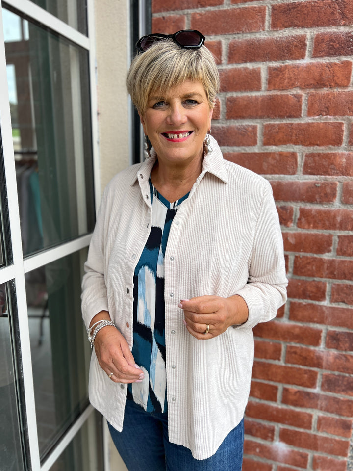 Street One Cord Jacket In Melted Beige