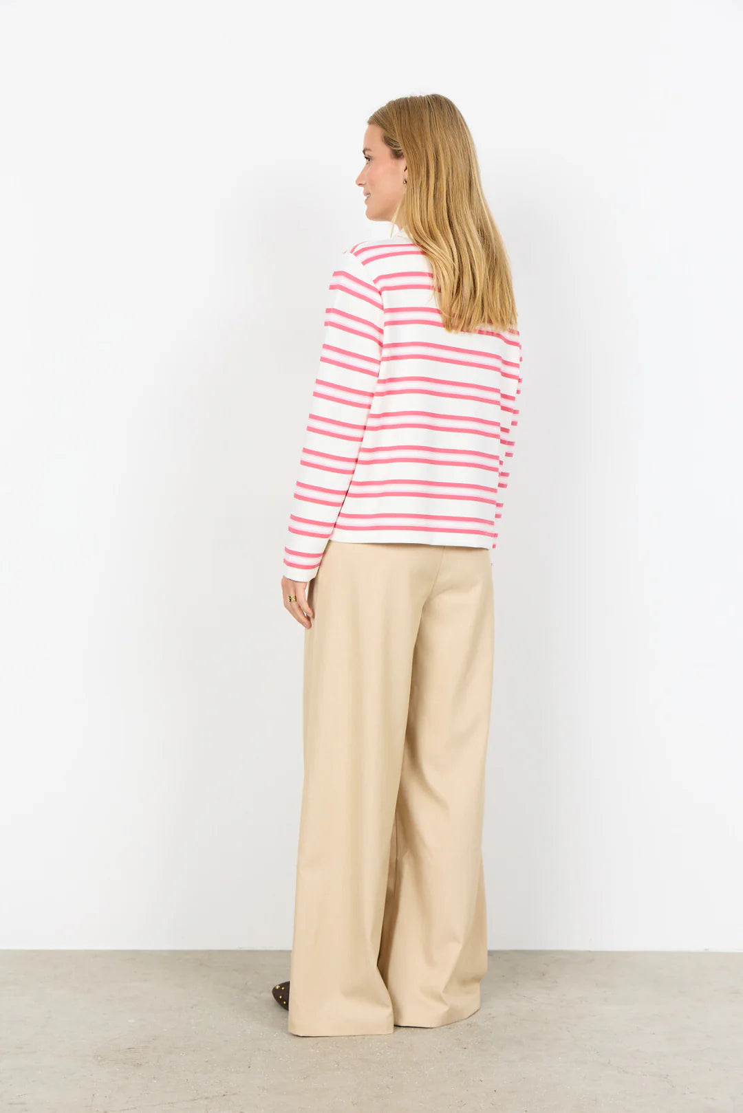 Soya Concept Barni Collar Striped Sweatshirt In Pink