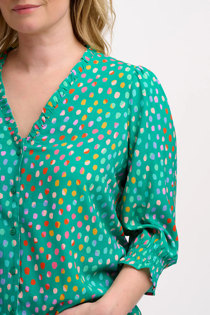 Sugarhill Brighton Vivi Frill Blouse In Green Multi