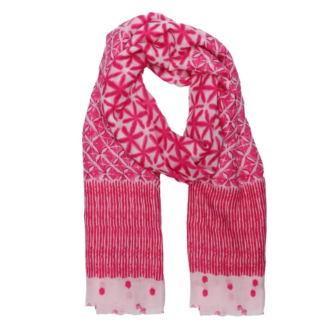 Polly Spots & Stripes Scarf In Pink
