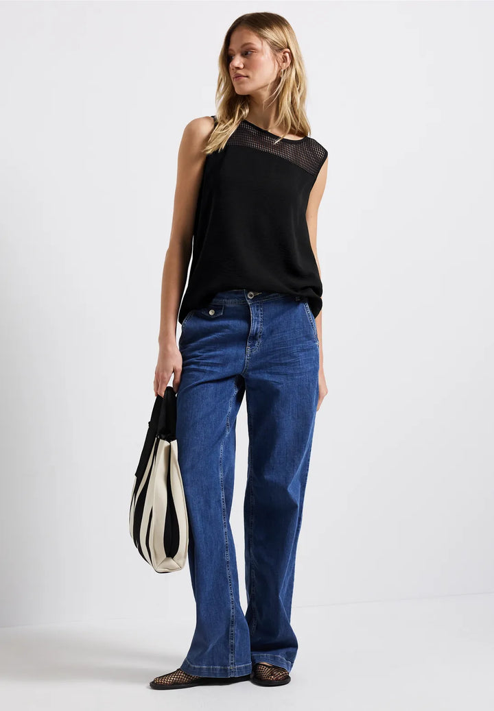 Street One Mesh Deatil Top In Black