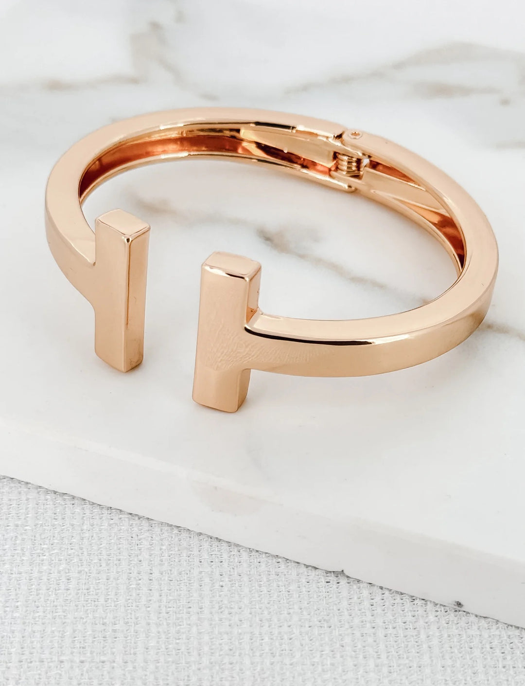 Envy Hinged Double Bar Bangle in Gold