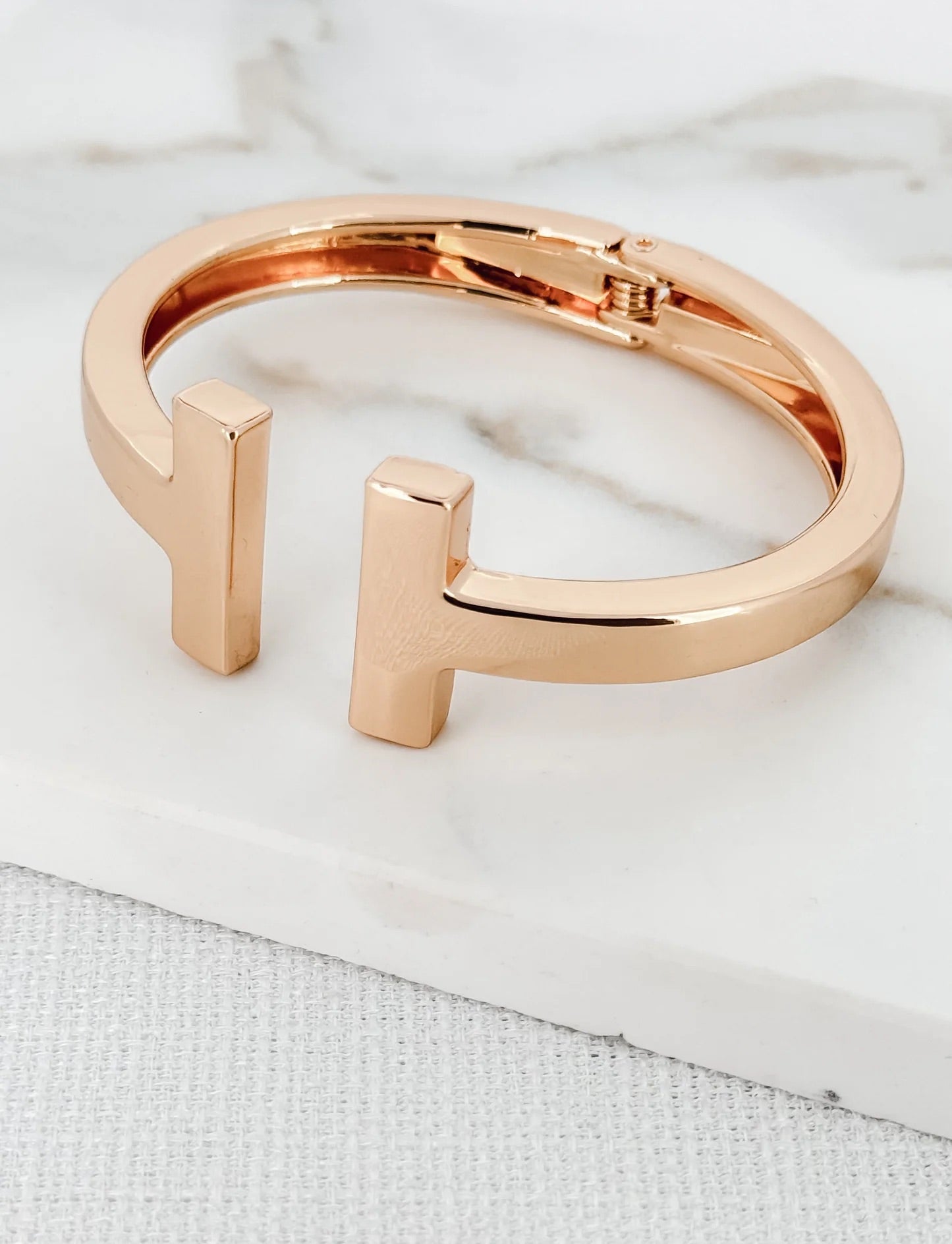 Envy Hinged Double Bar Bangle in Gold