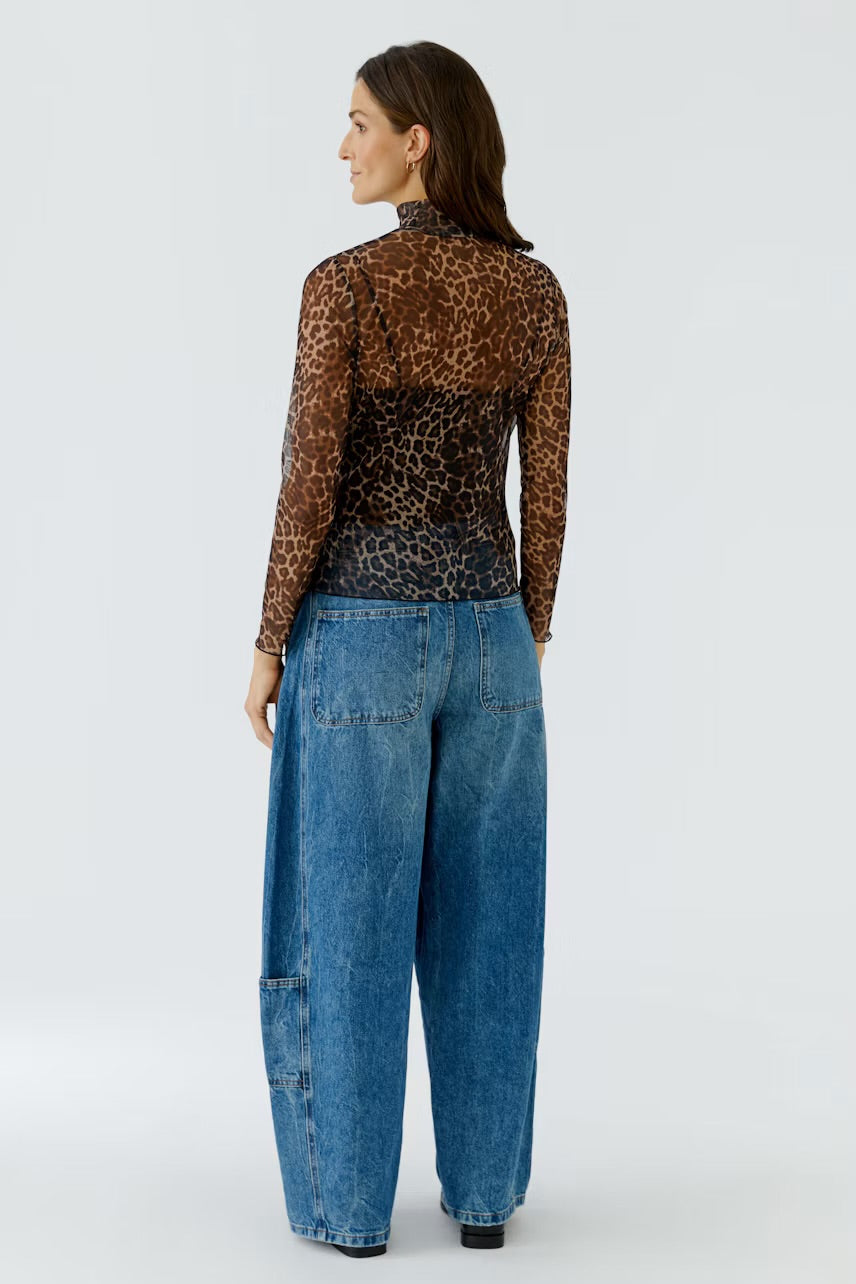 Patterned mesh top in camel grey