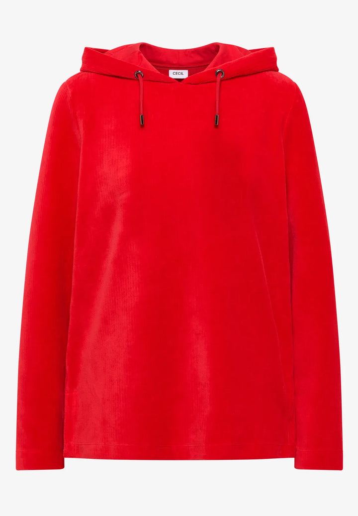 Cecil Cord Hoodie In Fiery Red
