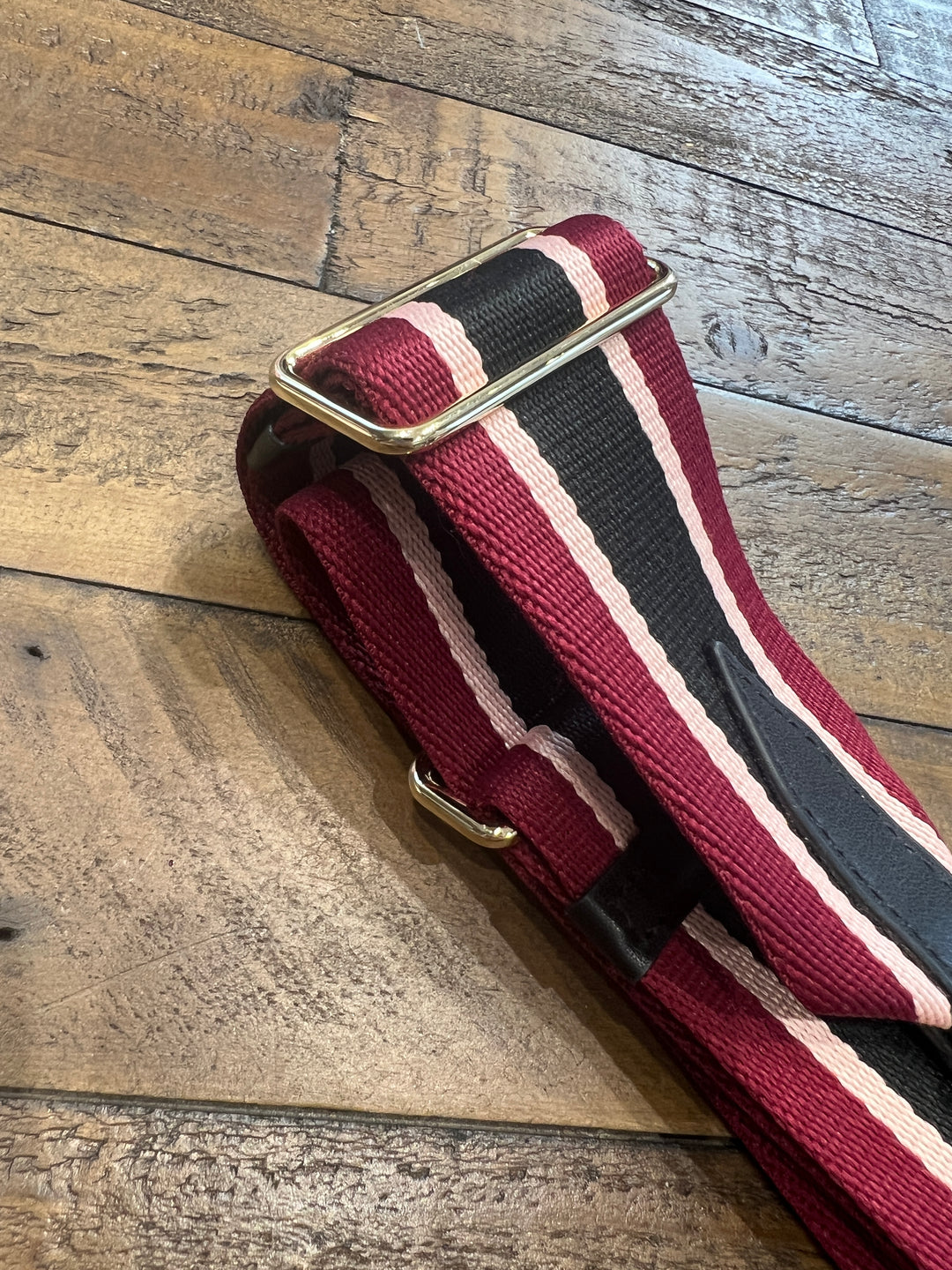 Kerry Crossbody Strap In burgundy, pink & black