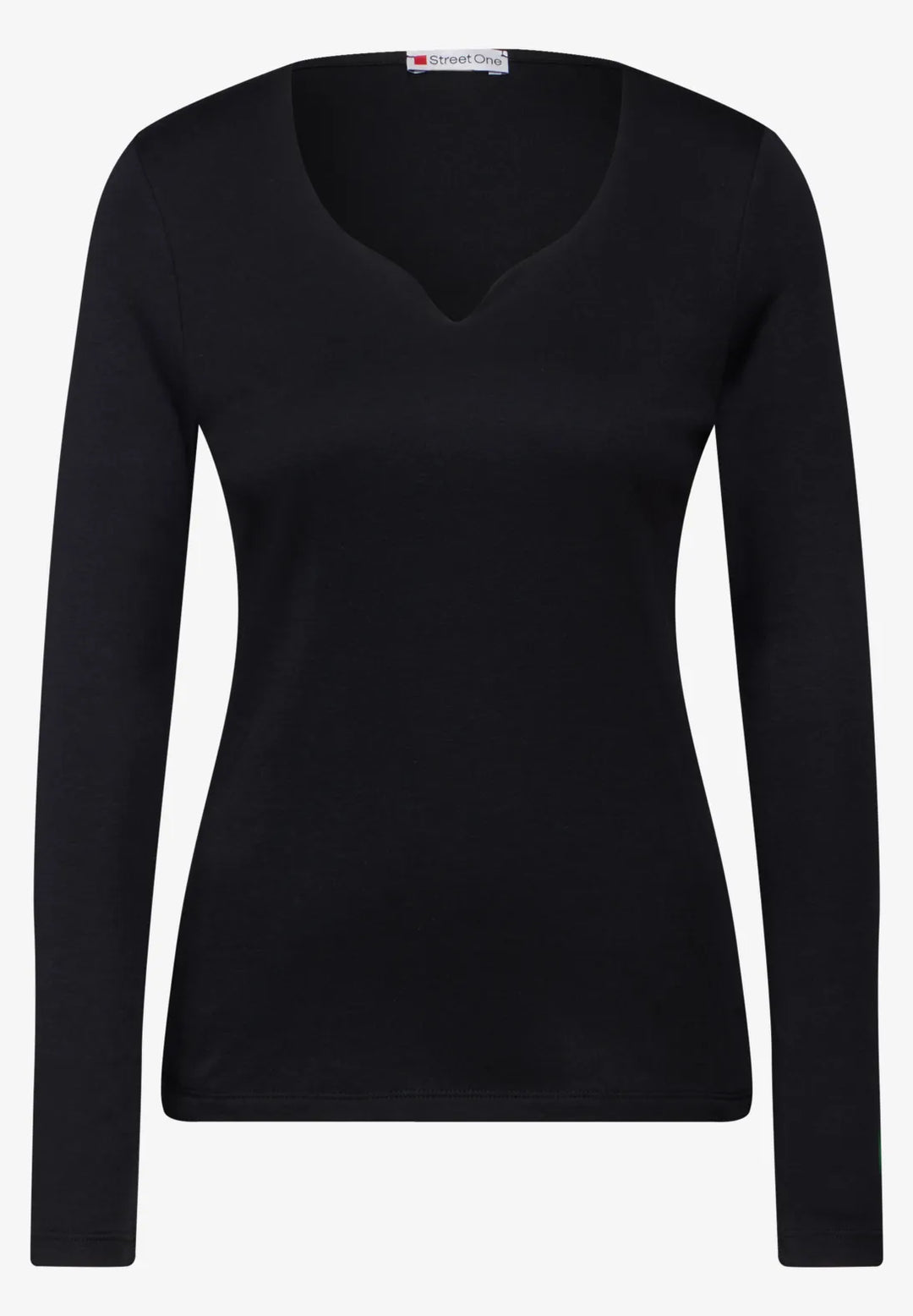 Street One Heart Neckline Top In Black