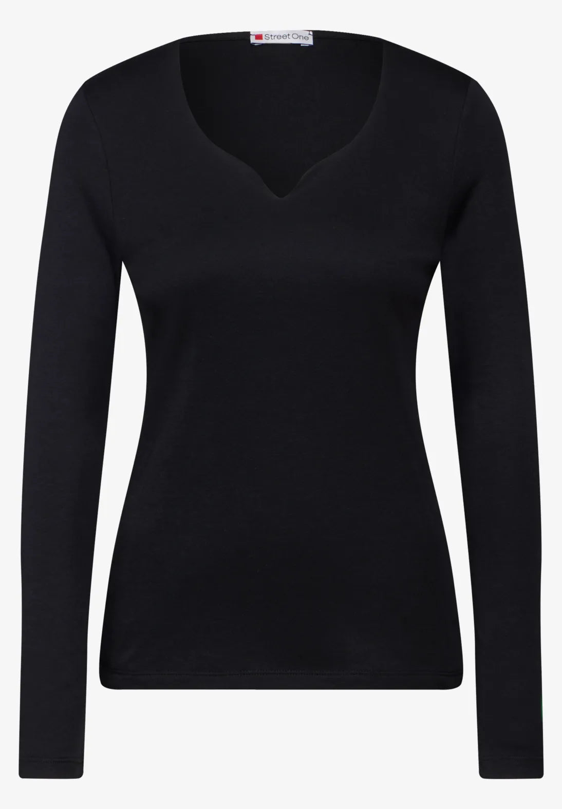 Street One Heart Neckline Top In Black