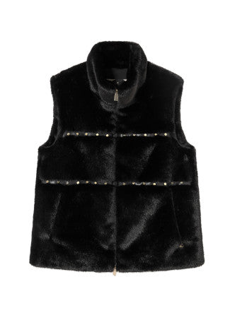Metallic detail vest in brown